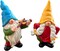 Garden Gnome Duo Decorative Figurines 5.5“ Ornament for Indoor Outdoor Home Garden Decor,Musical Violin Player and Dancing, Colorful Outdoor Statues